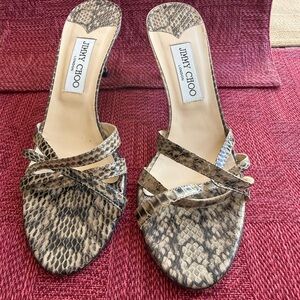Jimmy Choo Brown Snake Print Mules